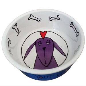 Jester Dog Bowl by Ursula Dodge for Signature Housewares Medium Blue Purple